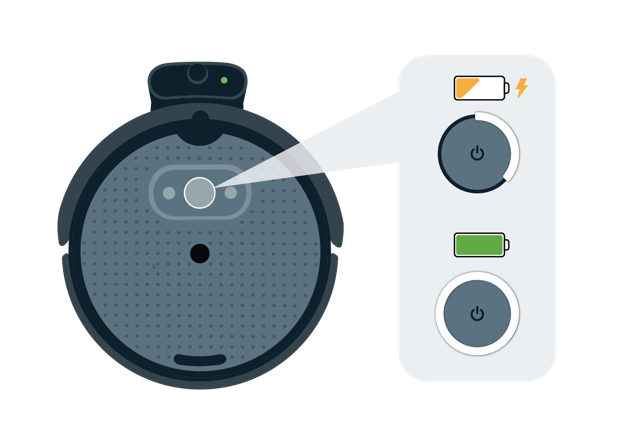 An illustration showing the Create® 3 charging, with the percentage of its ring glowing white indicating the charge level