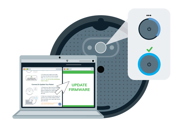 An illustration showing the update firmware page loaded on the robot webserver