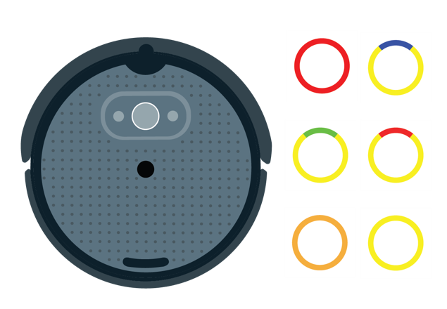 An illustration showing many of the robot's failed connection indicators