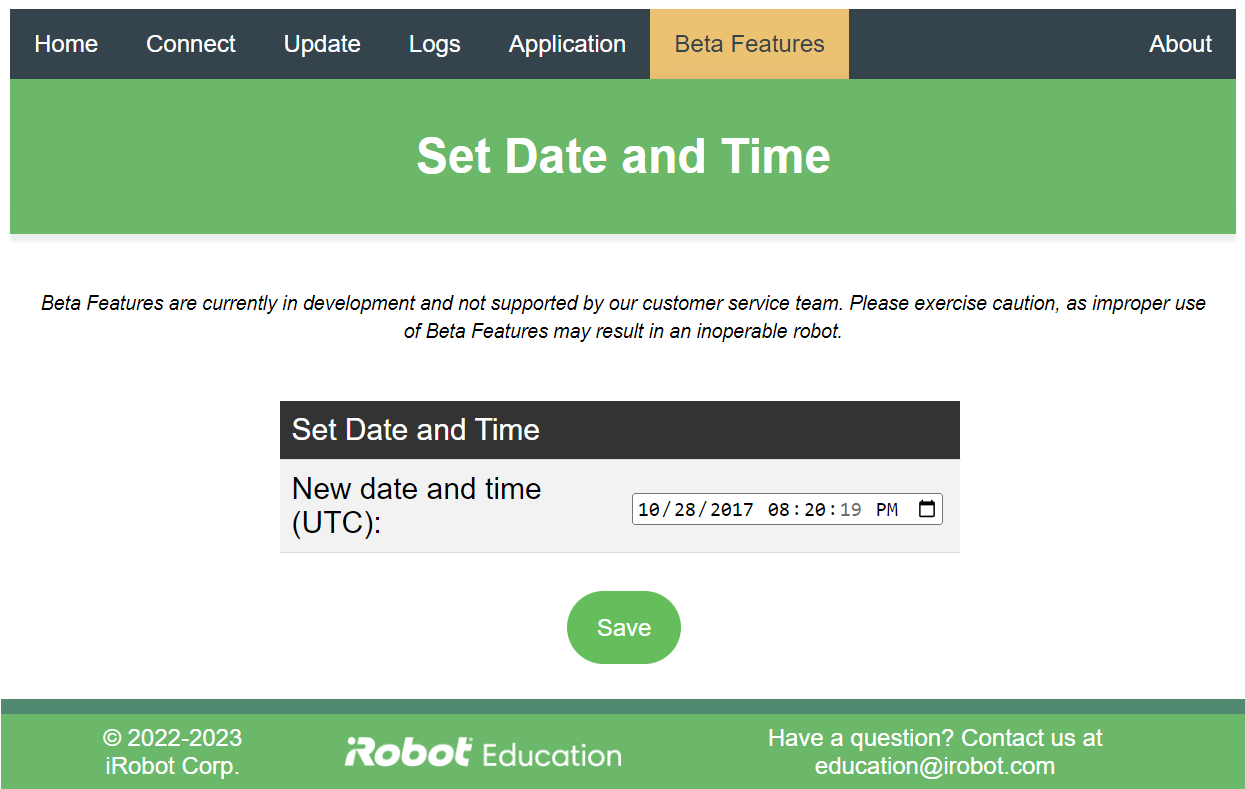 Picture of set date and time page